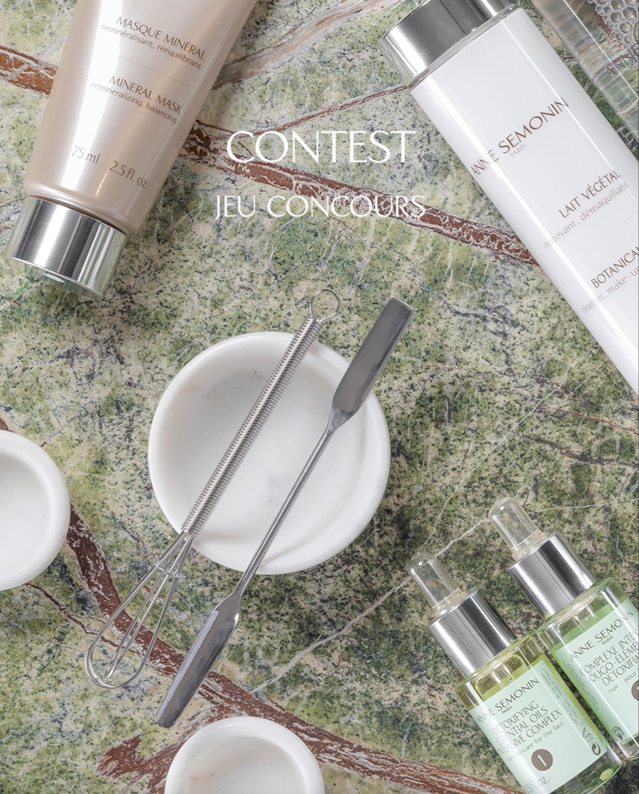 https://www.instagram.com/p/Cncbl9gKgHe/[SHARP-CAPTION]CONTEST 💌

Make customised products a part of your skincare routine this year, thanks to Anne Semonin mixology! You can win 2 products to make your first skincare combination: the Balancing Intensive Complex and Mineral Mask. Mix 2 drops of essential oil + 2 drops of trace elements with the Mask to personalise and intensify its effect. Can't wait to try this?

- Like this post
- Follow @annesemoninfrance
- Tag two friends in a comment below
- You have u